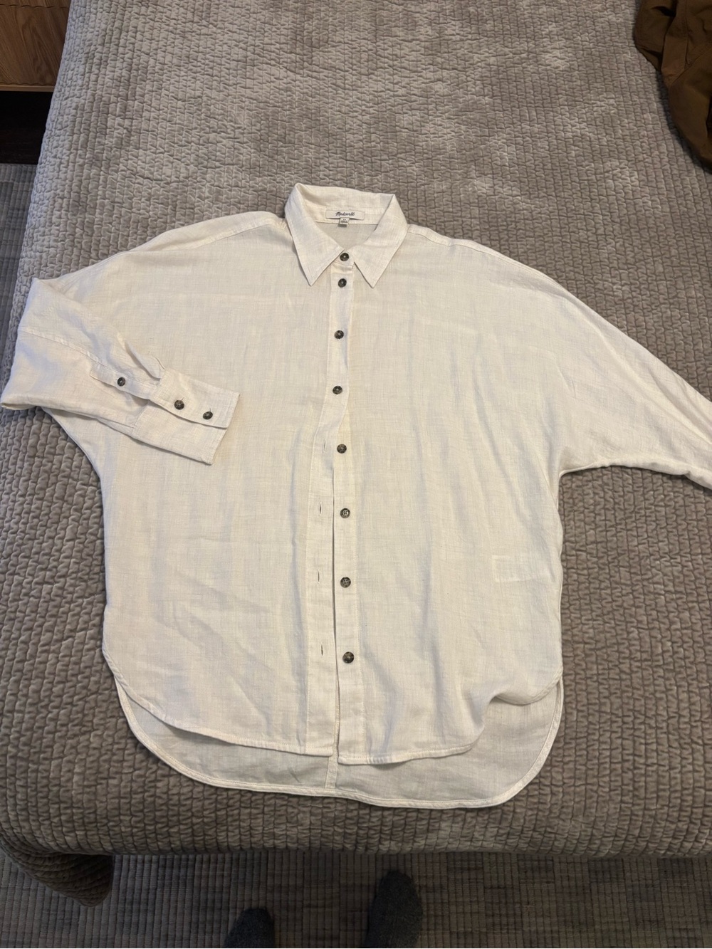 Madewell Cream Button-Down Draped Shirt